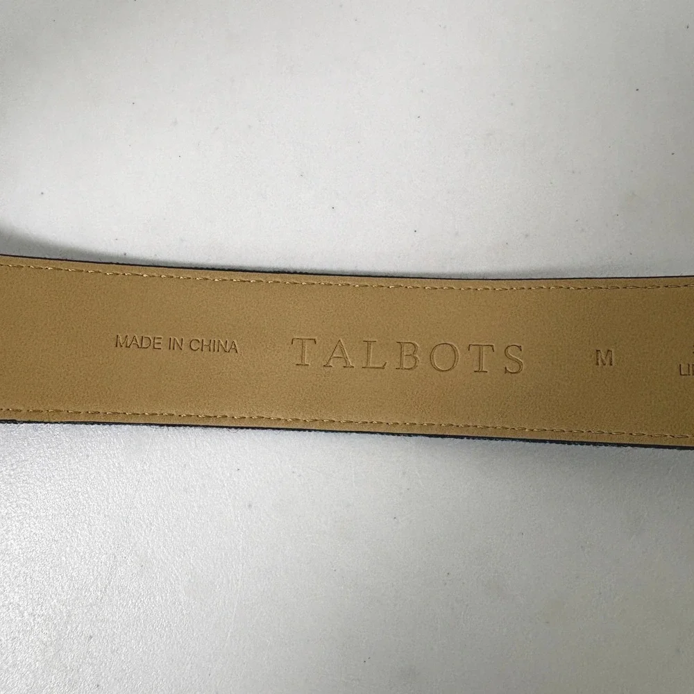 Talbots Black Watch Plaid Belt Womens M Blue Green Wool Blend Gold Buckle